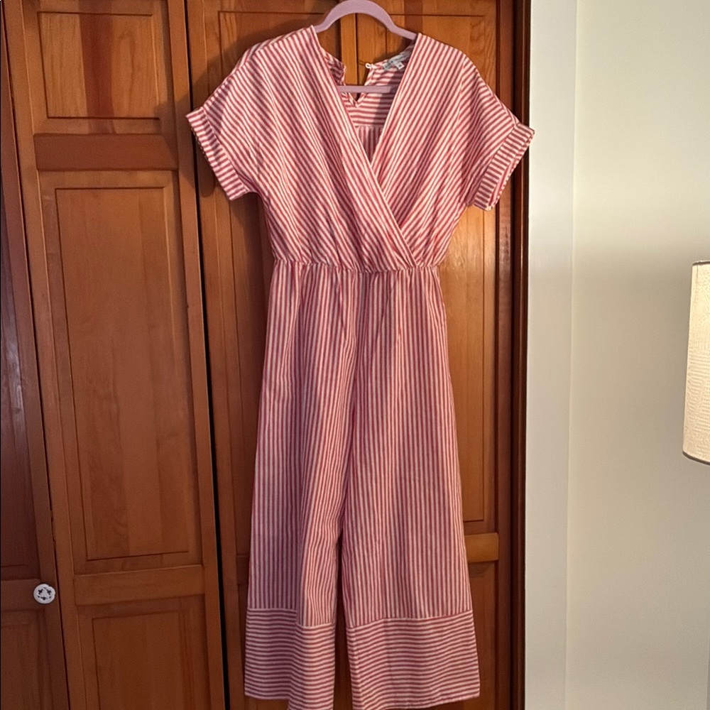 Red and White Striped Jumpsuit